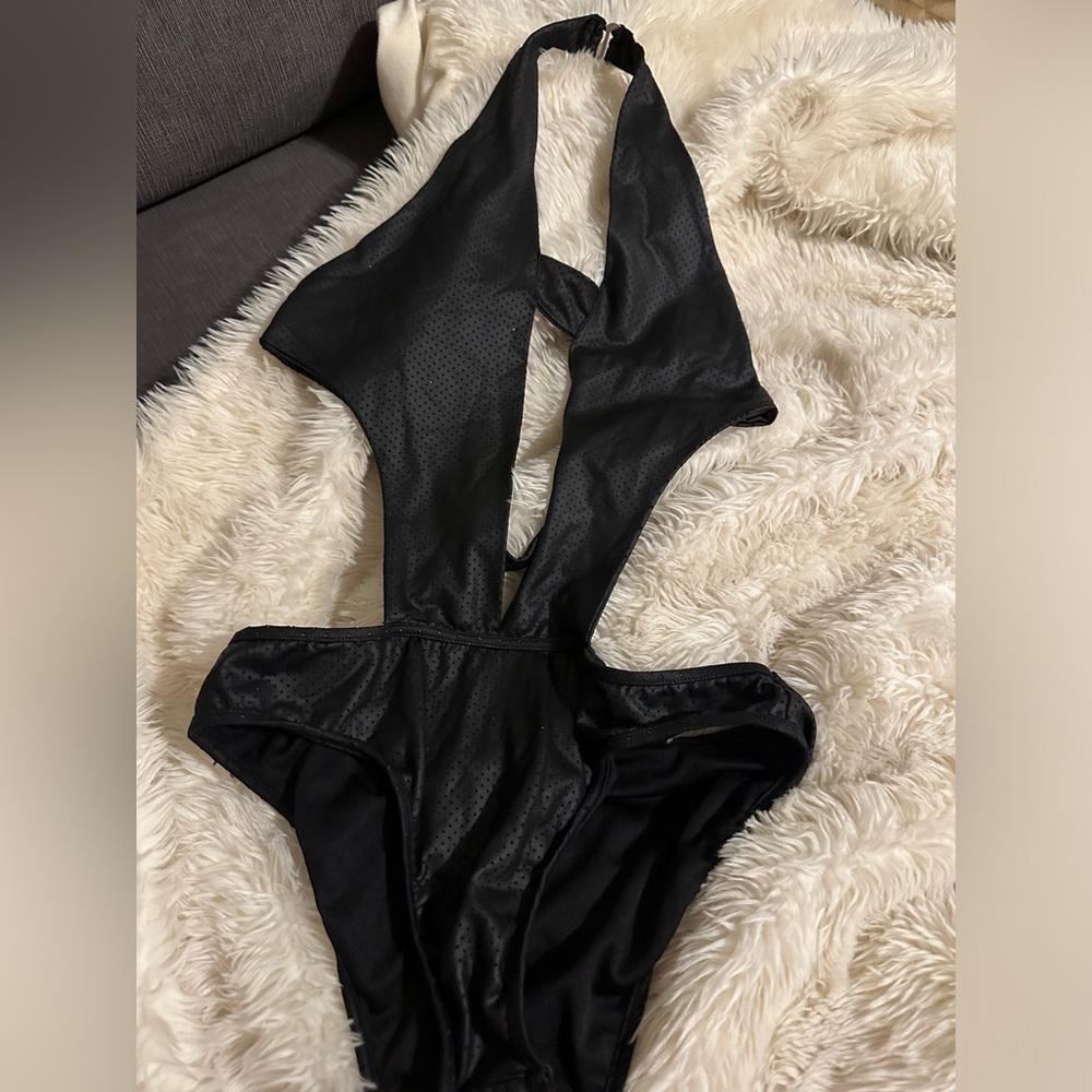 Fredericks of Hollywood black one piece bathing suit